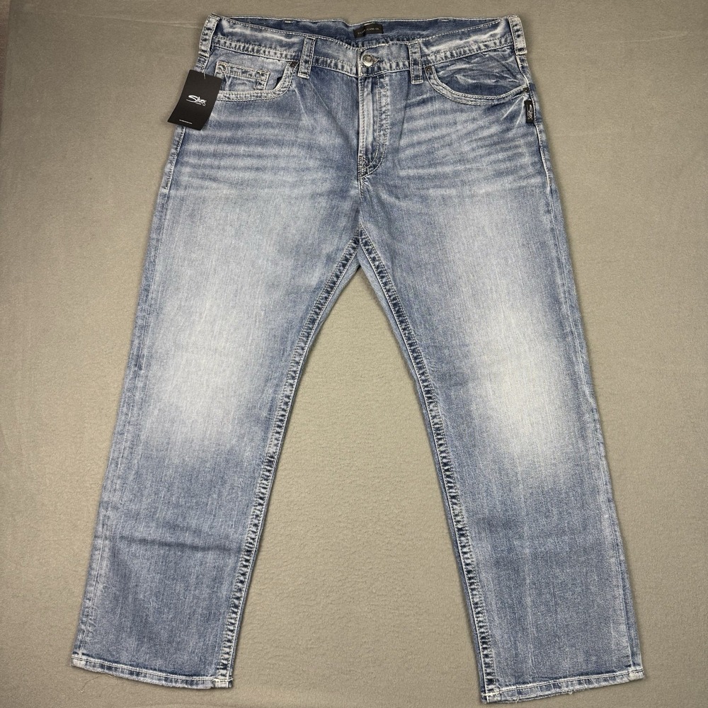 Silver Jeans Mens 40x32 Eddie Distressed Faded Relaxed Tapered Western NWT